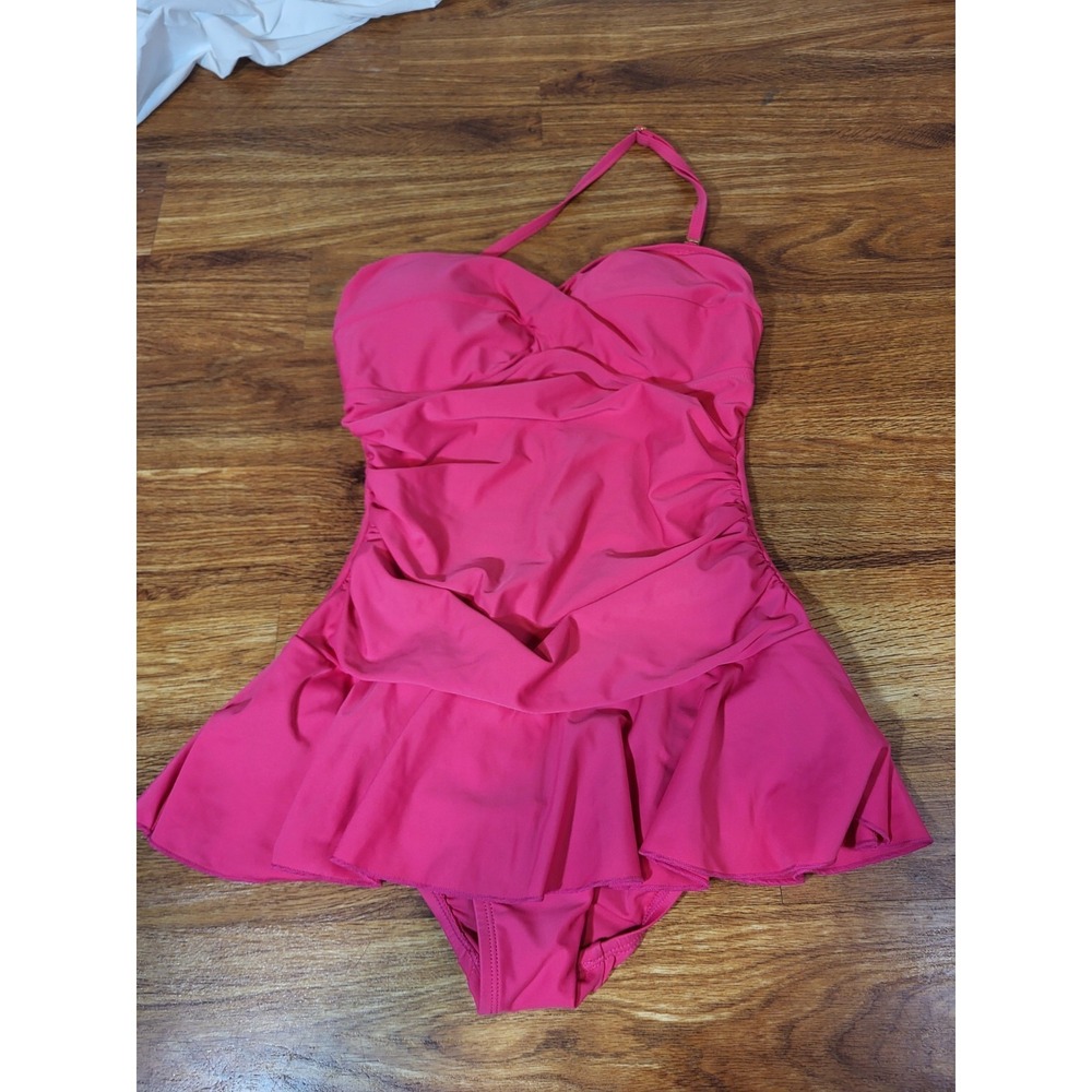 Shore‎ Shapes Swimwear One Piece W/Skirt Womens 8 Retro Pinup Resort Beach Pink